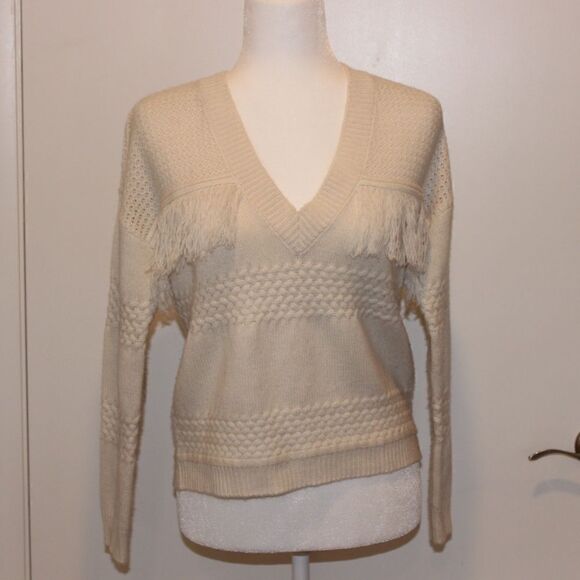 Jack by BB Dakota V -Neck knit Cream Pullover Sweater Boho Women Size XS - Picture 2 of 11